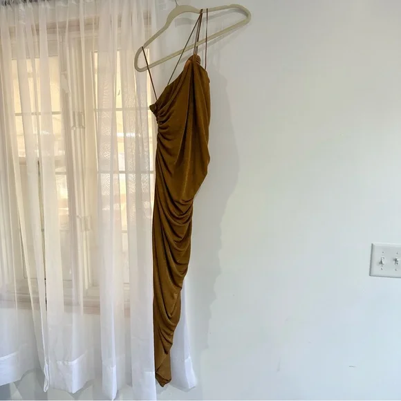 NEW Anthropologie Misha Ruched Asymmetrical Halter Midi Dress NWT - Picture 6 of 7